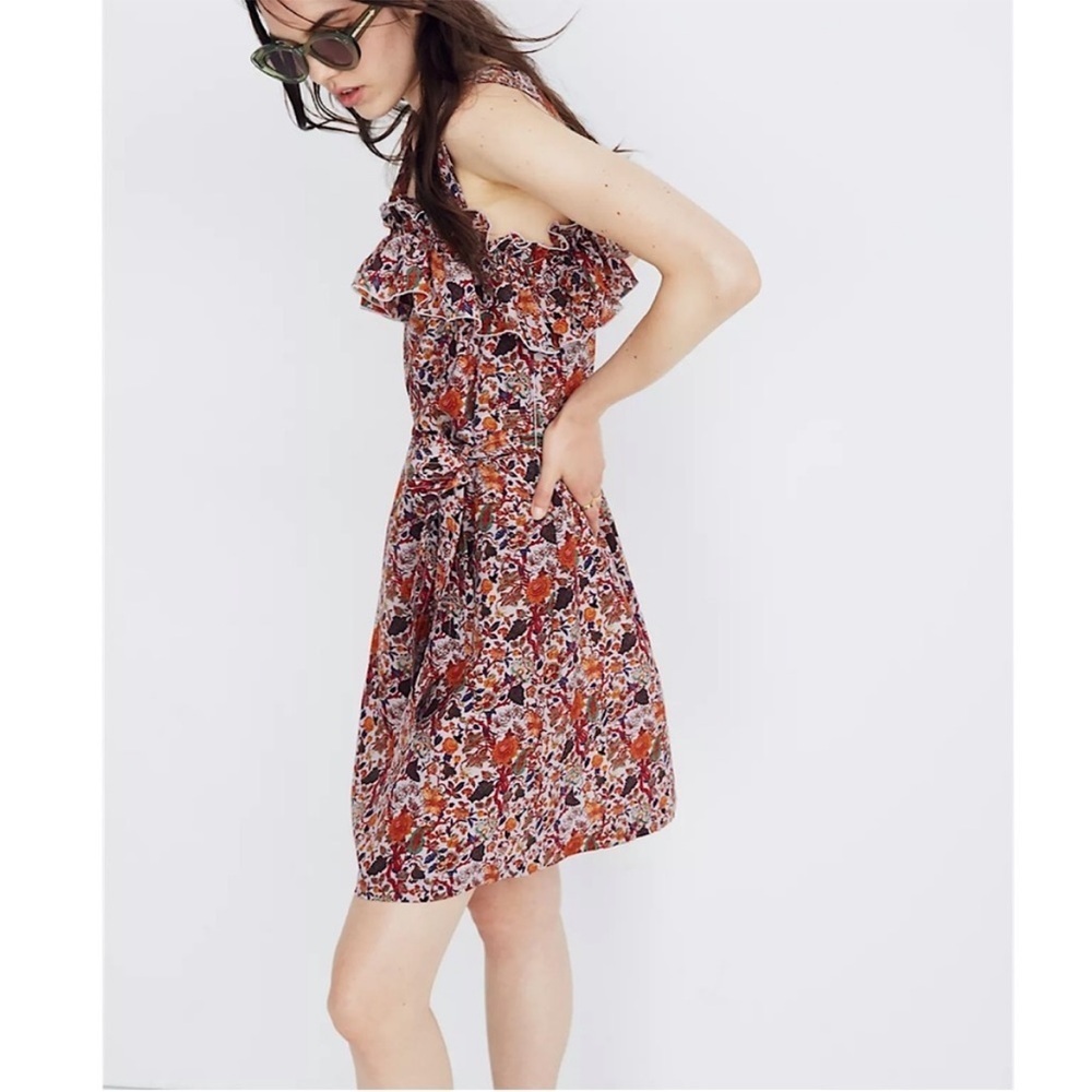 Madewell x Karen Walker‎ Silk Floral Rosalie Ruffled Dress